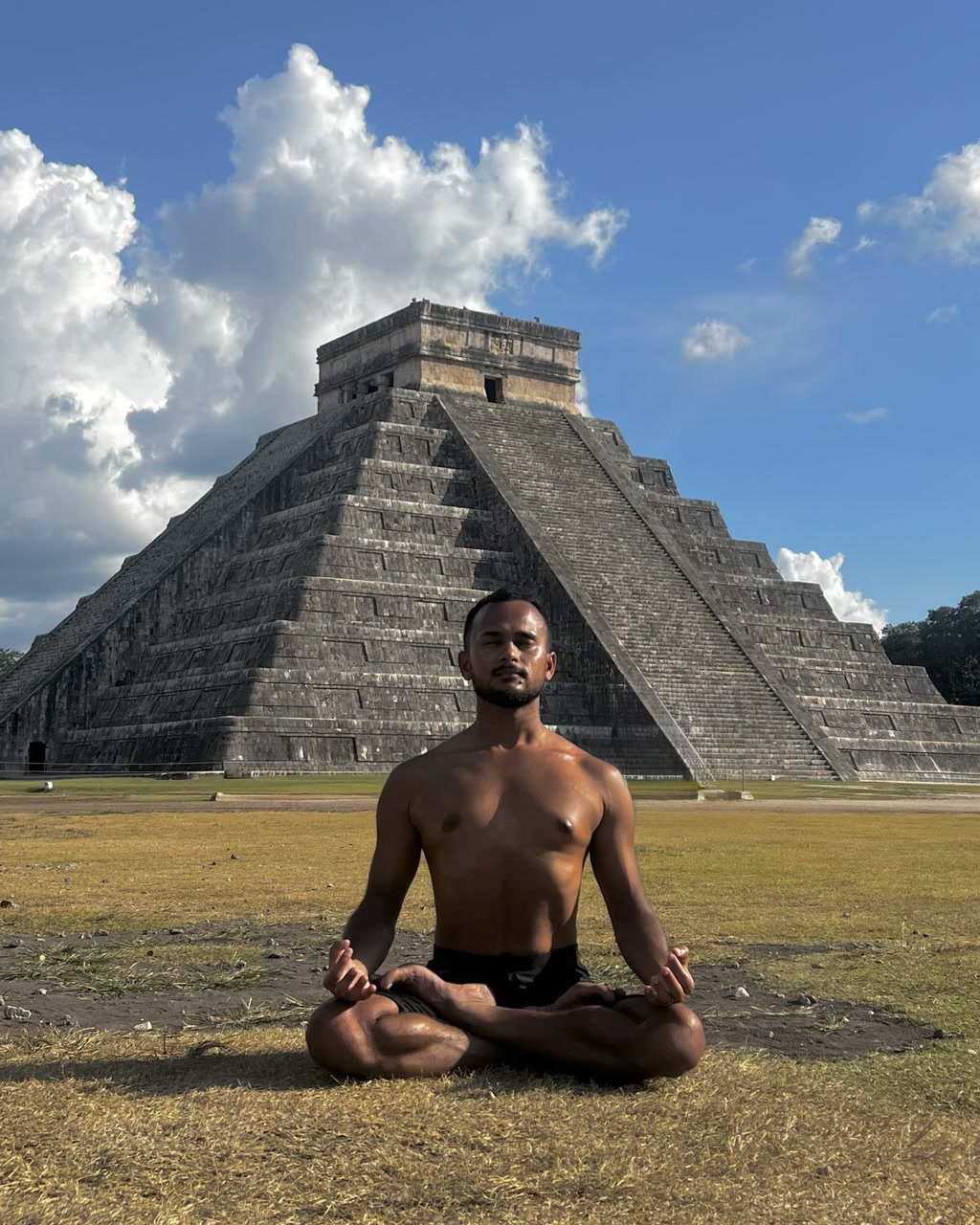 Rakshath Jain seated upright in meditation